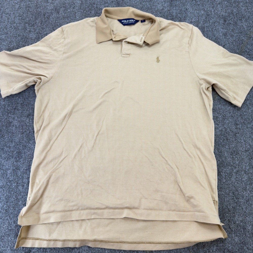 Polo Golf Ralph Lauren Herringbone Pima Cotton Polo Shirt Tan Size L